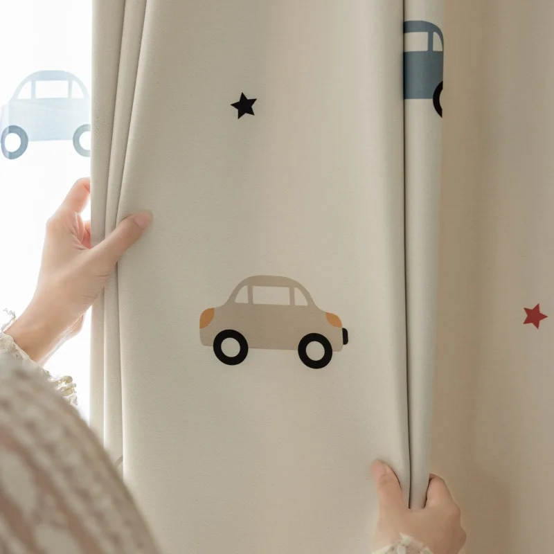 Blackout Curtain Nursery - 漫画かわいいプリント車のパターン遮光子供のカーテン男の子と女の子の寝室の窓スクリーンカーテンスライドガラスドア用