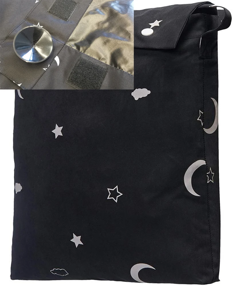 Baby Nursery Light Shade - カスタムメイドの携帯用遮光カーテンシェード、吸盤付き、旅行、子供、ベビー保育園用、50インチ x 78インチ、月と星、1枚入り