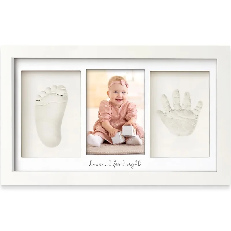 Baby Nursery Unisex - 赤ちゃんの手形足形粘土キット 新生児記念写真フレーム ディスプレイケース付き 育児用品 新米ママへのギフト ベビーシャワーの贈り物