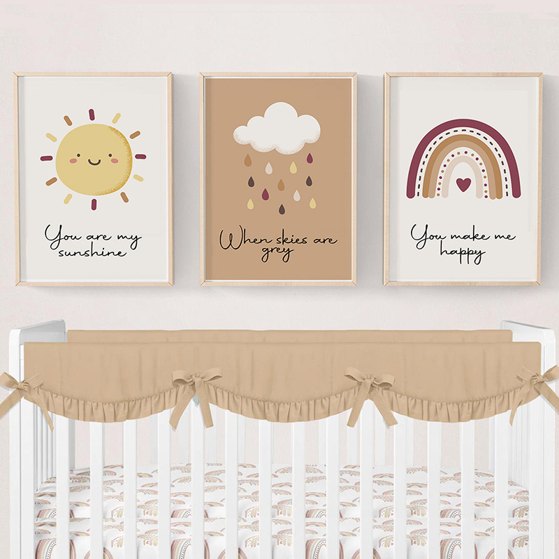 Baby Nursery You Are My Sunshine - あなたは私の太陽です保育園用ウォールアートキャンバスポスターとプリント、ベビーシャワー、子供や女の子の寝室の壁飾り用のかわいい絵画