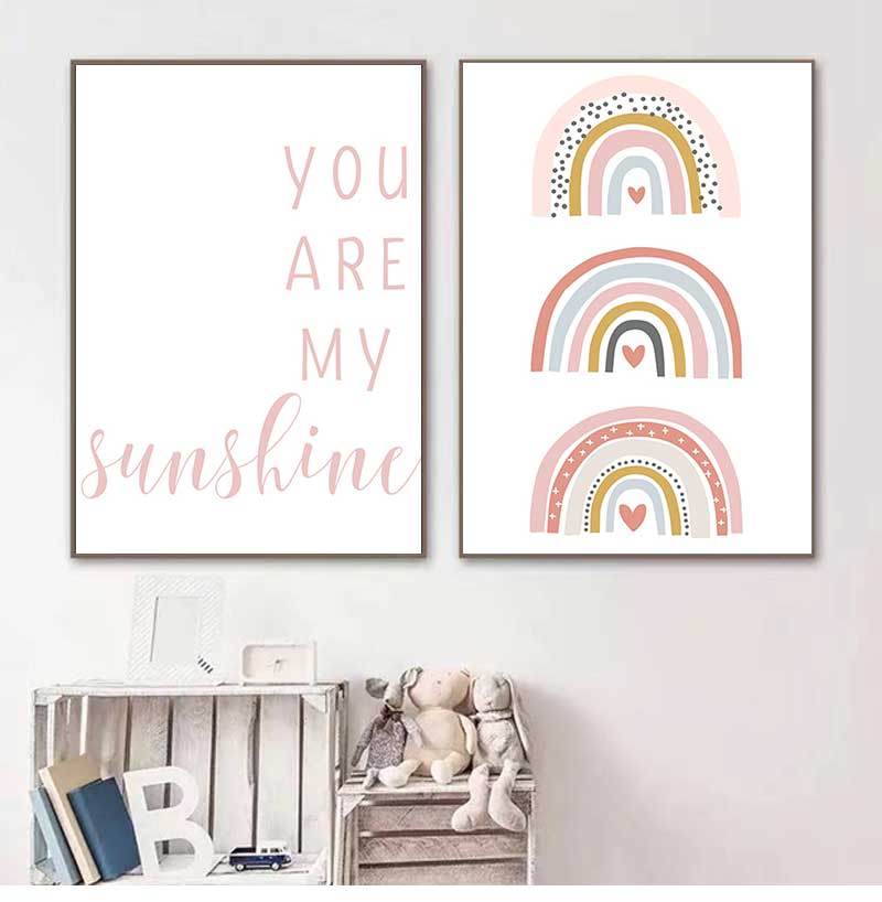 Baby Nursery You Are My Sunshine - あなたは私のサンシャインレインボー保育園プリントキャンバス絵画壁アート写真ポスタープリント子供のためのベビールーム家の装飾