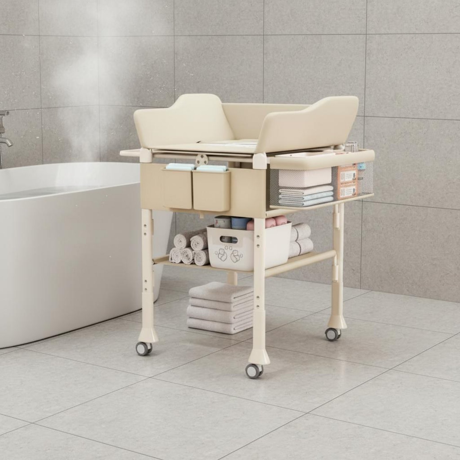 ベビーバス＆おむつ替え台コンボ 2in1 高さ調節可能 ベビ - Baby Nursery Unisex のレビューと価格