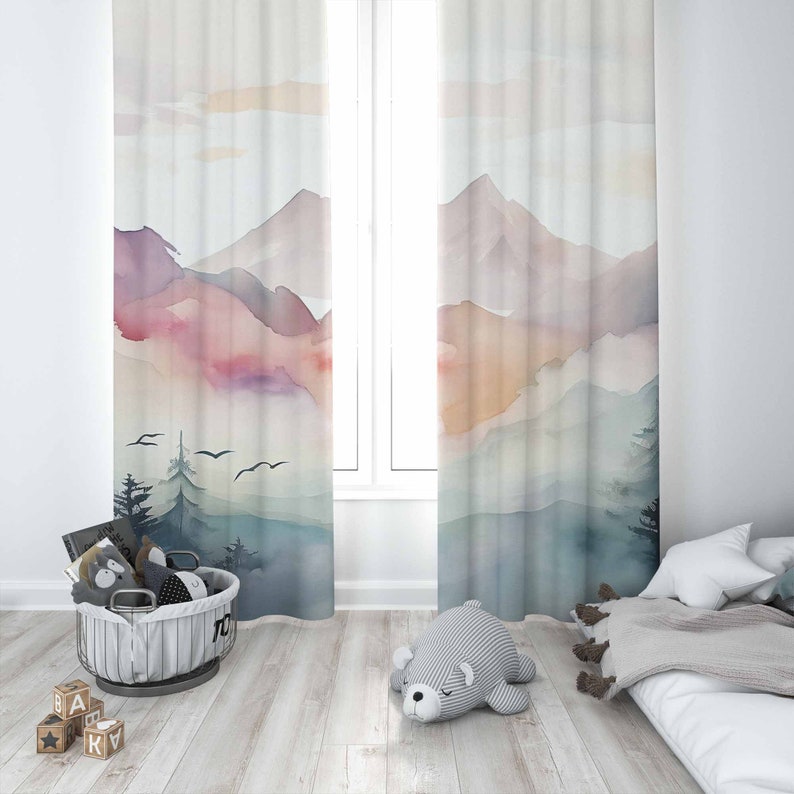 マウンテンフォレスト保育園カーテン子供の寝室のカーテン遮光保 - Baby Nursery Curtains のレビューと価格