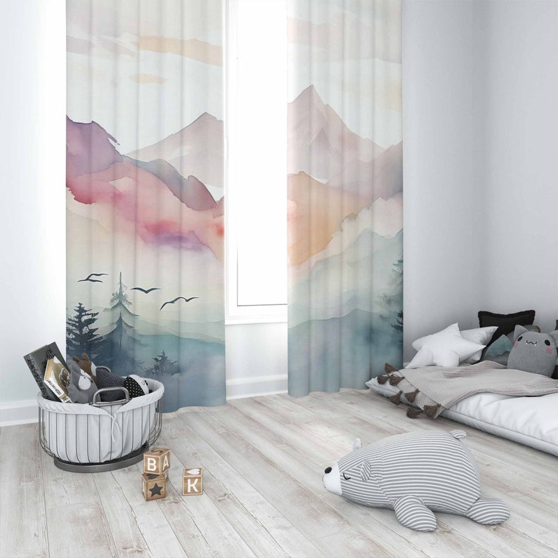 マウンテンフォレスト保育園カーテン子供の寝室のカーテン遮光保 - Baby Nursery Curtains のレビューと価格