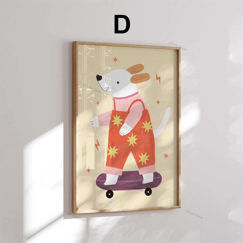 面白い漫画の動物の保育園用ウォールアートキャンバス絵画、クマ - Baby Nursery Items のレビューと価格