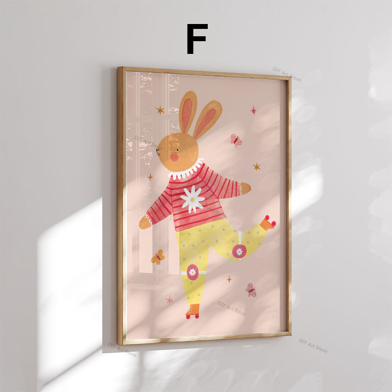 面白い漫画の動物の保育園用ウォールアートキャンバス絵画、クマ - Baby Nursery Items のレビューと価格