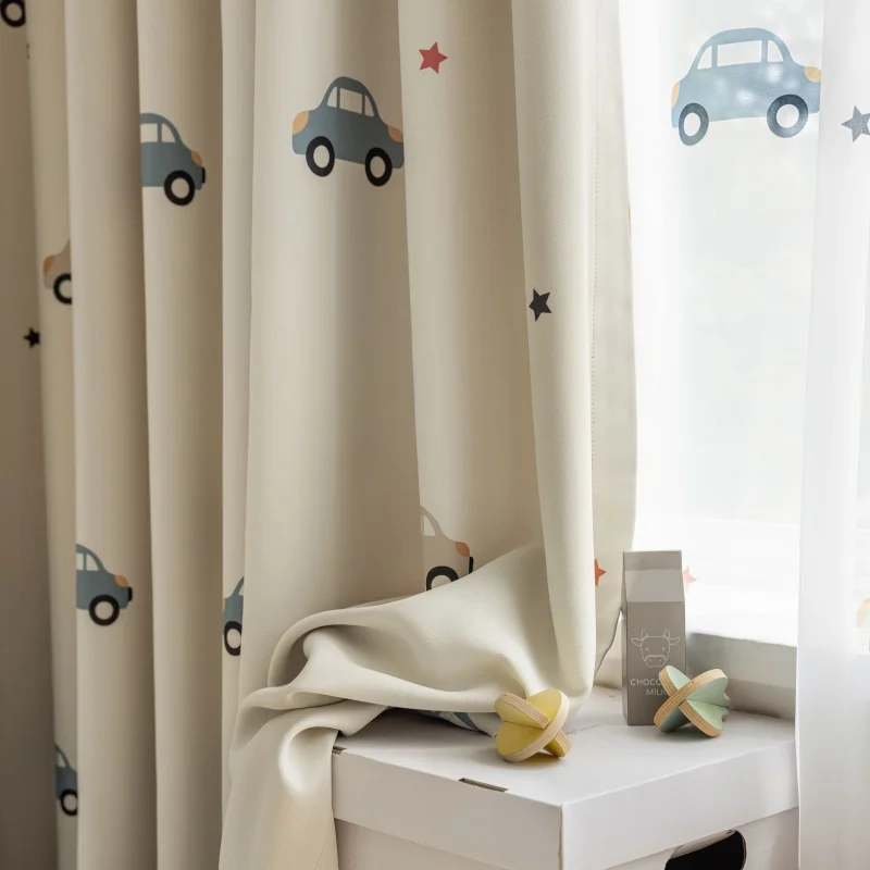 漫画かわいいプリント車のパターン遮光子供のカーテン男の子と女 - Blackout Curtain Nursery のレビューと価格