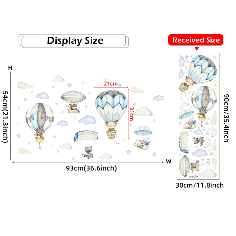 漫画かわいい動物熱気球ウォールステッカーキッズルームベビー保 - Baby Nursery Items のレビューと価格