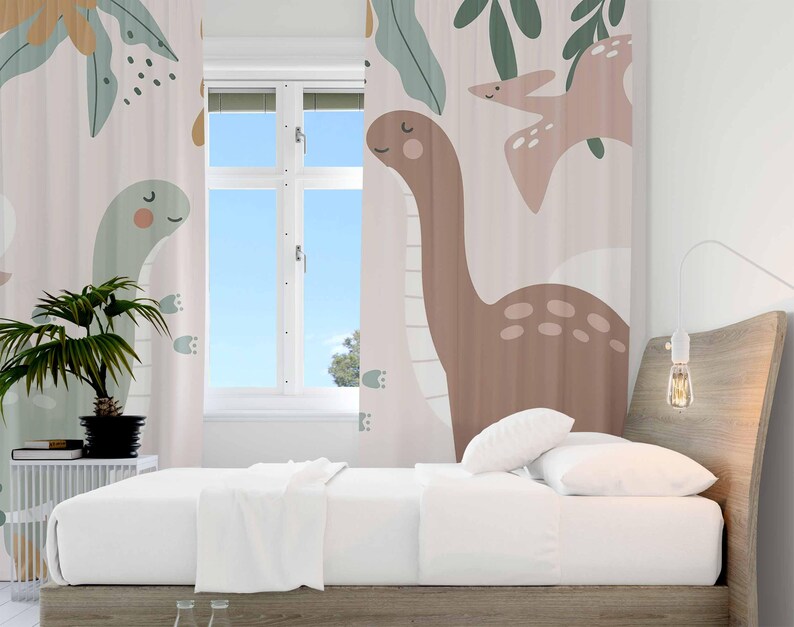 恐竜保育園カーテン恐竜子供の寝室カーテン遮光プレイルーム装飾 - Baby Nursery Curtains のレビューと価格