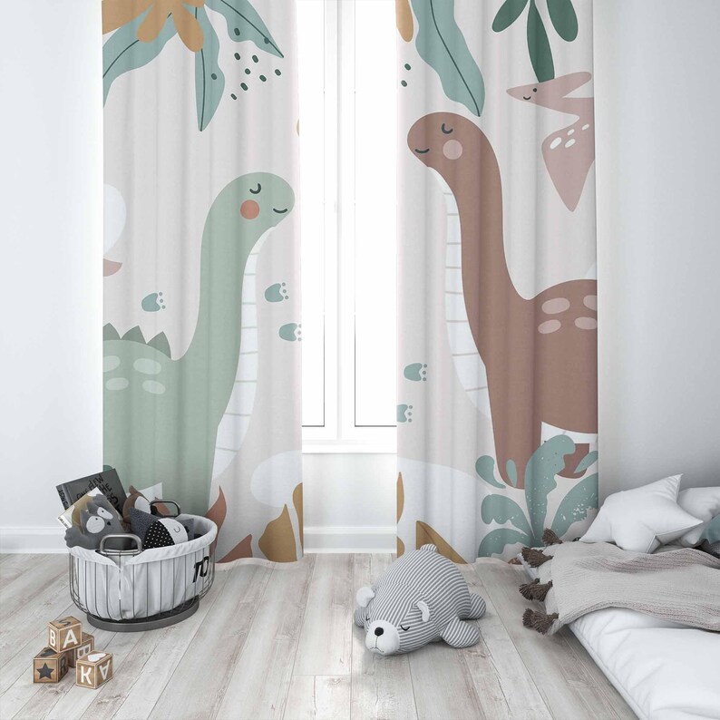 恐竜保育園カーテン恐竜子供の寝室カーテン遮光プレイルーム装飾 - Baby Nursery Curtains のレビューと価格