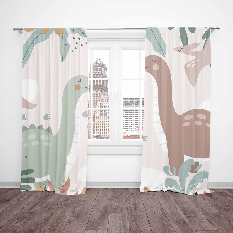 恐竜保育園カーテン恐竜子供の寝室カーテン遮光プレイルーム装飾 - Baby Nursery Curtains のレビューと価格