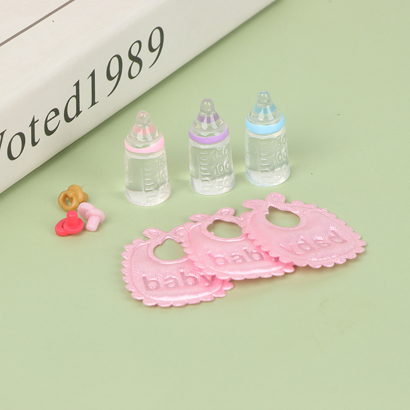 ミニチュア哺乳瓶とおしゃぶりよだれかけセット,ドールハウス, - Baby Nursery Items のレビューと価格