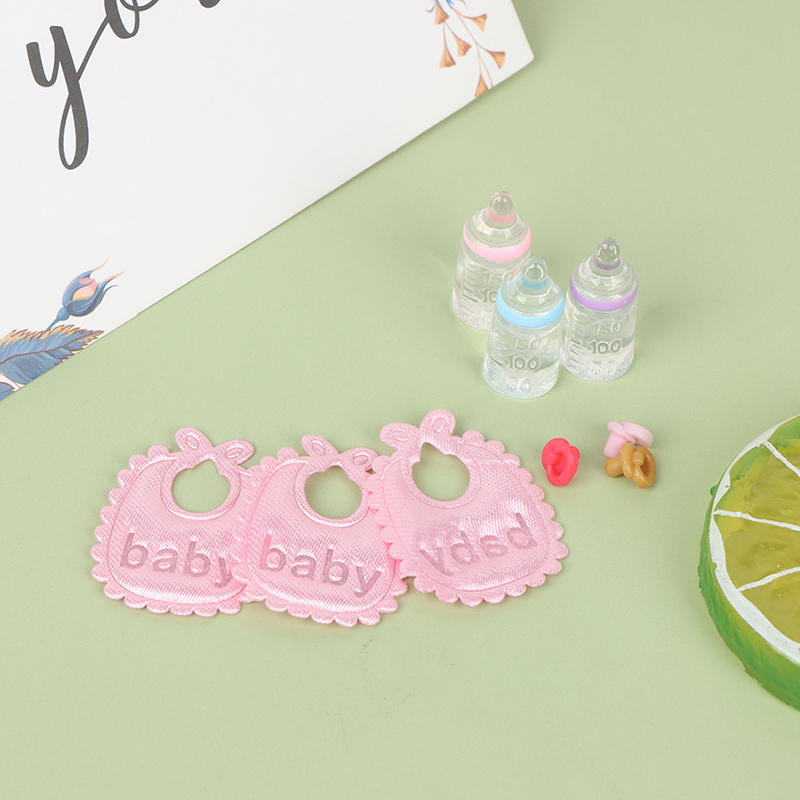 ミニチュア哺乳瓶とおしゃぶりよだれかけセット,ドールハウス, - Baby Nursery Items のレビューと価格