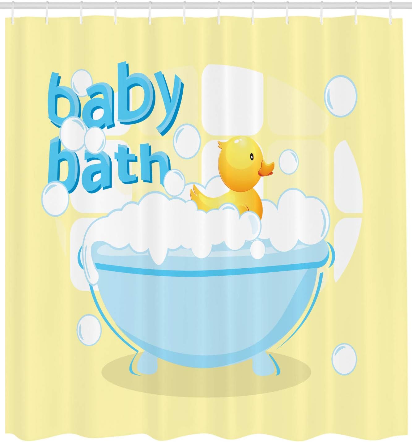 黄色のベビーバスシャワーカーテン楽しいデザイン防水バスルーム - Baby Nursery Curtains のレビューと価格