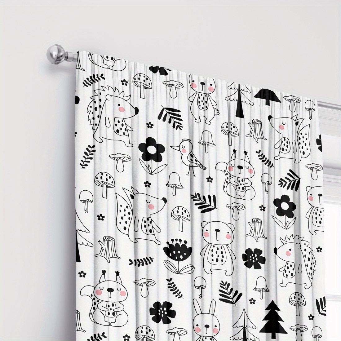 かわいい森の風景柄の子供部屋用カーテン、ボーホーパターンの窓 - Baby Nursery Curtains のレビューと価格
