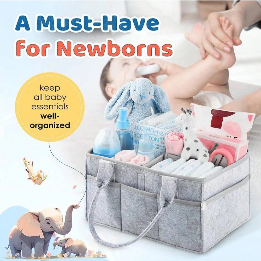 ハンドル付きベビーおむつ収納カゴ、ジェンダーニュートラルな保 - Baby Nursery Gender Neutral のレビューと価格