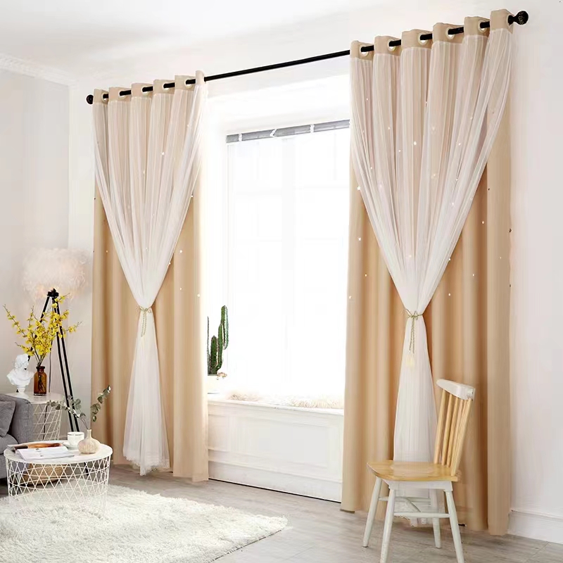 無料カスタマイズ子供カーテン中空星窓カーテン二層薄手の遮光カ - Blackout Curtain Nursery のレビューと価格