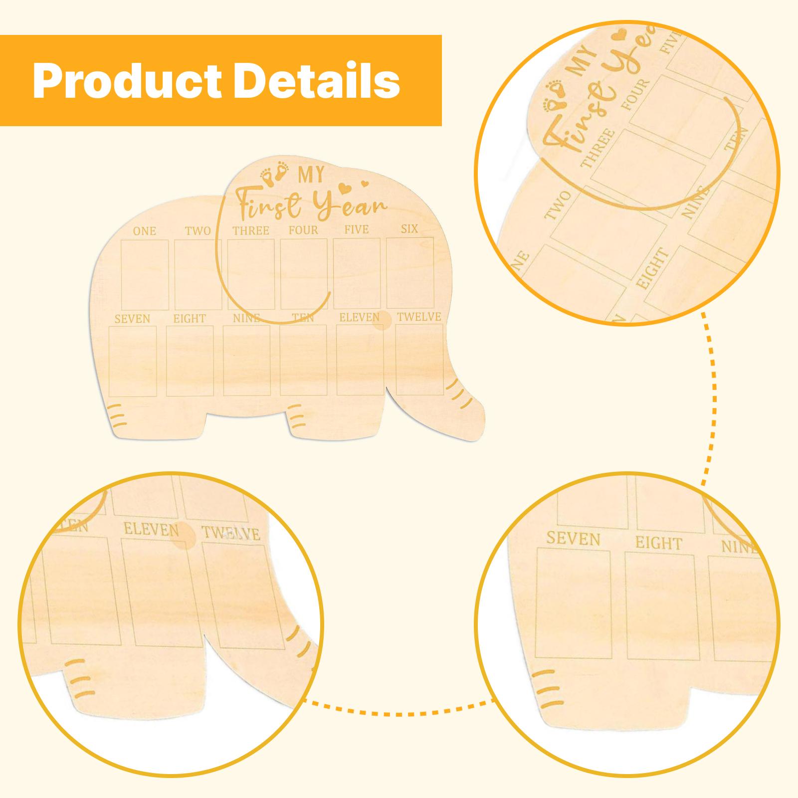 12ヶ月のマイルストーン写真展示木製フレーム、ジェンダーニュ - Baby Nursery Gender Neutral のレビューと価格