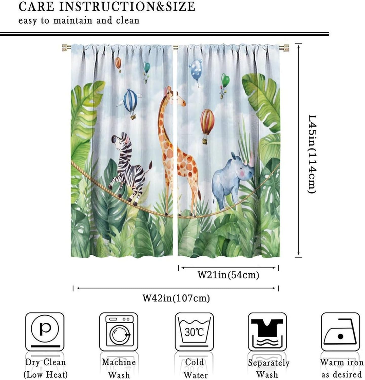 サファリ、ジャングル、アニマルプリント遮光カーテン、ポリエス - Blackout Curtain Nursery のレビューと価格