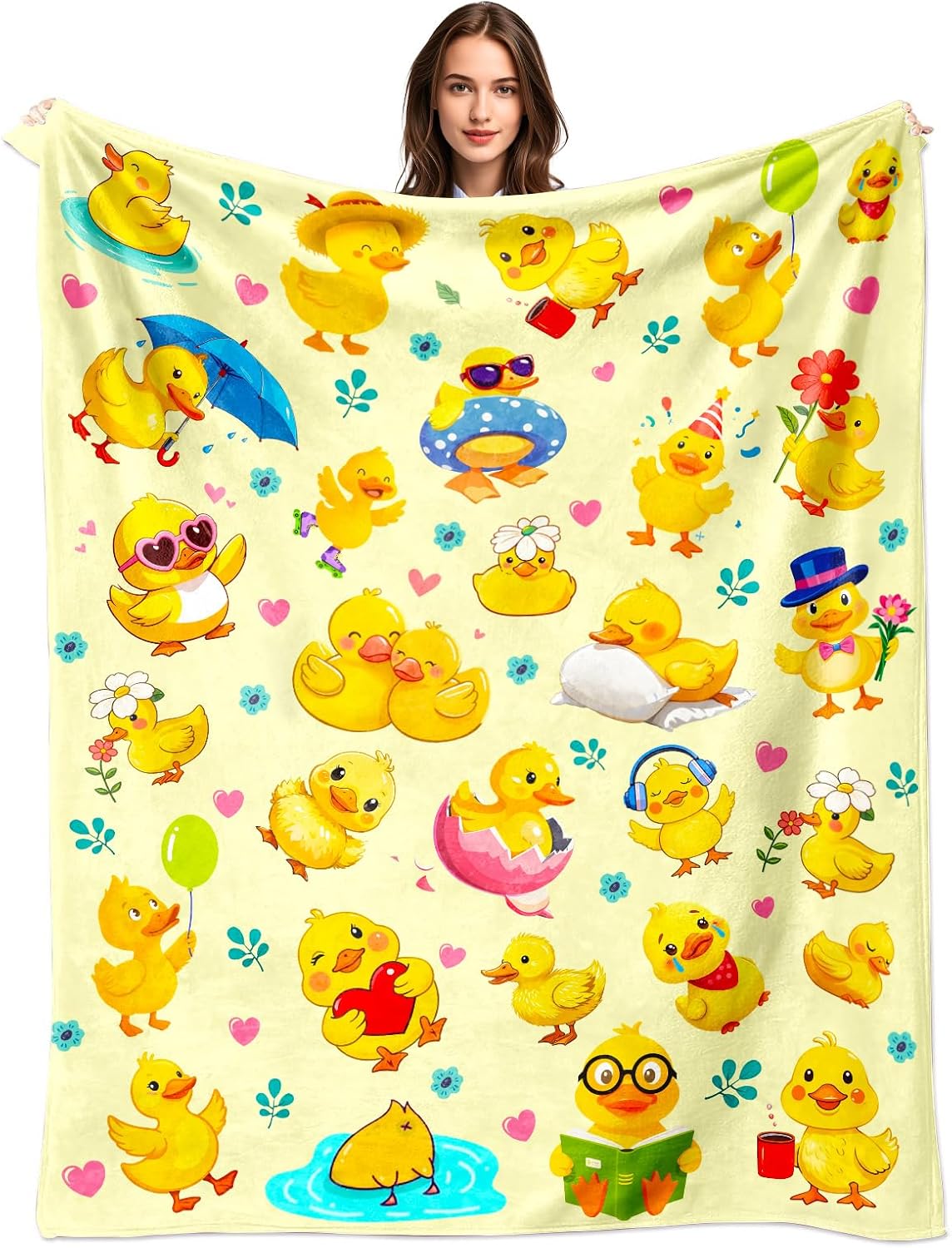 黄色いひよこ柄アニマルプリントブランケットスロー子供用保育園 - Baby Nursery Yellow のレビューと価格