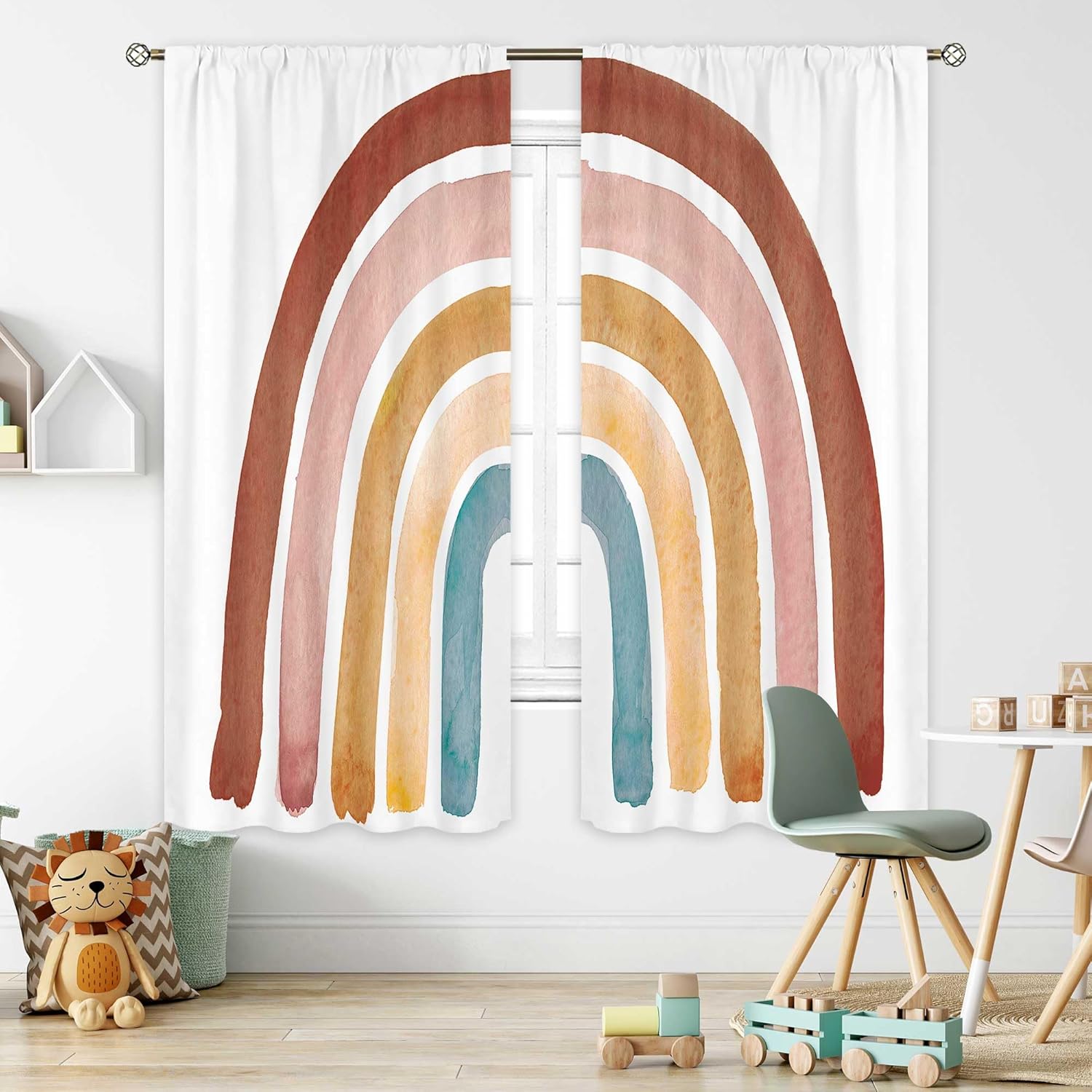 キッズボヘミアンレインボーカーテン 赤ちゃん女の子男の子寝室 - Baby Nursery Curtains のレビューと価格
