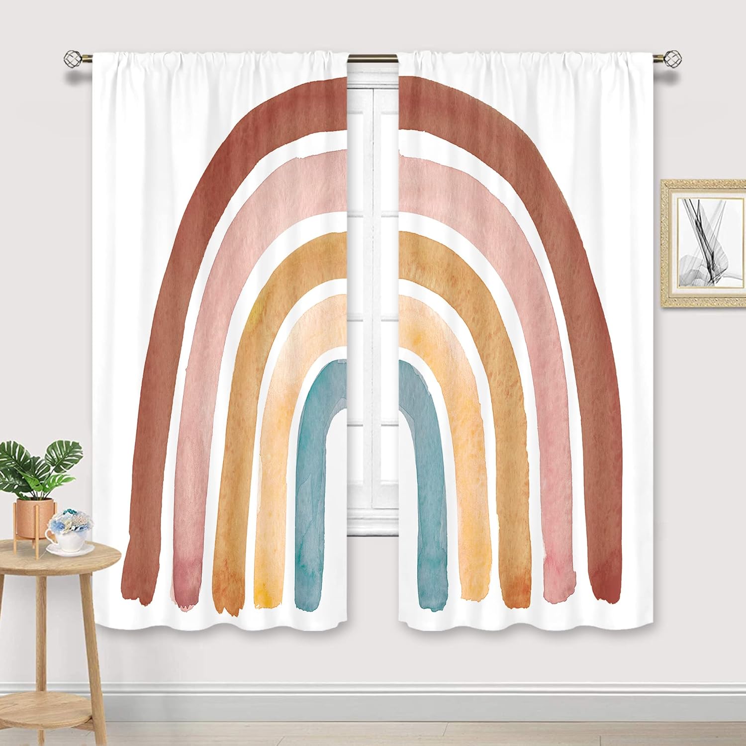 キッズボヘミアンレインボーカーテン 赤ちゃん女の子男の子寝室 - Baby Nursery Curtains のレビューと価格
