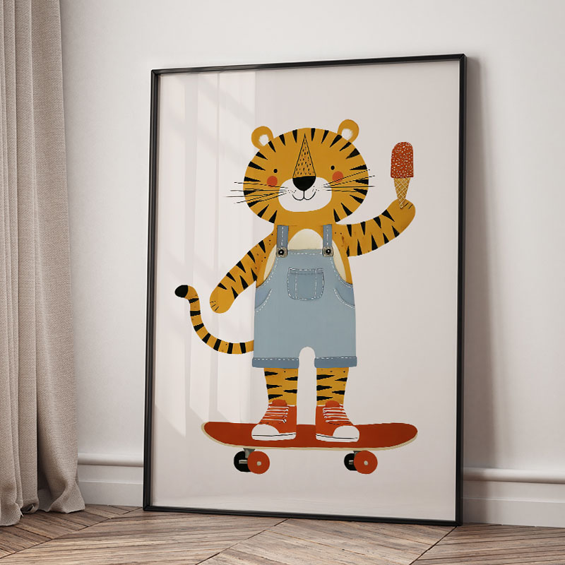 面白い漫画の動物車風船保育園ウォールアートキャンバス絵画ライ - Baby Nursery Items のレビューと価格