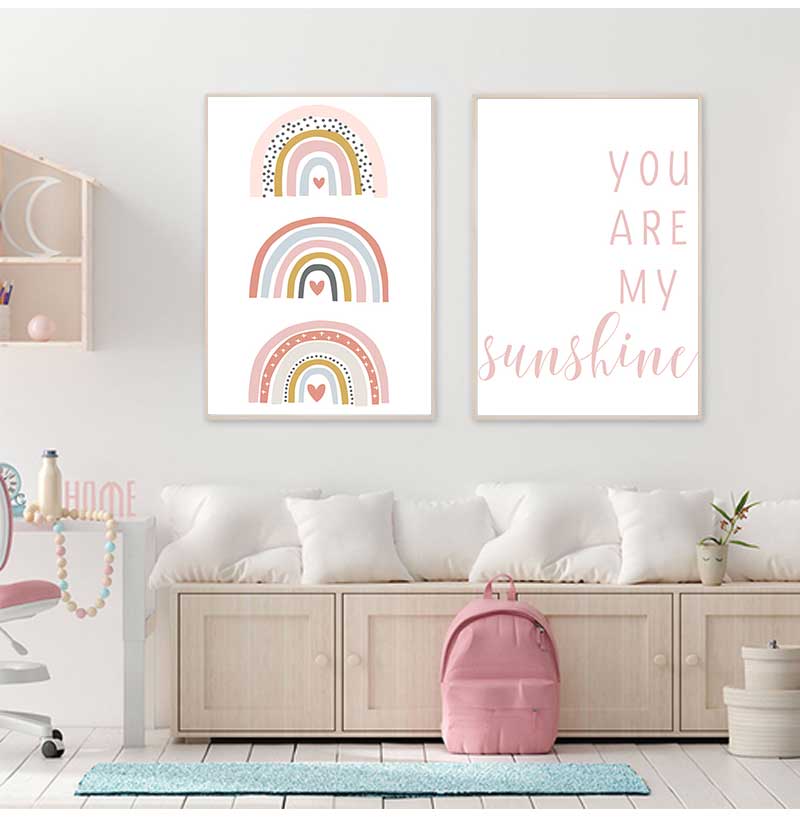 あなたは私のサンシャインレインボー保育園プリントキャンバス絵 - Baby Nursery You Are My Sunshine のレビューと価格