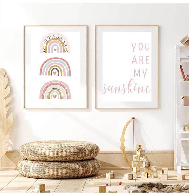 あなたは私のサンシャインレインボー保育園プリントキャンバス絵 - Baby Nursery You Are My Sunshine のレビューと価格