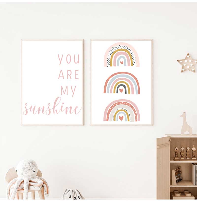 あなたは私のサンシャインレインボー保育園プリントキャンバス絵 - Baby Nursery You Are My Sunshine のレビューと価格