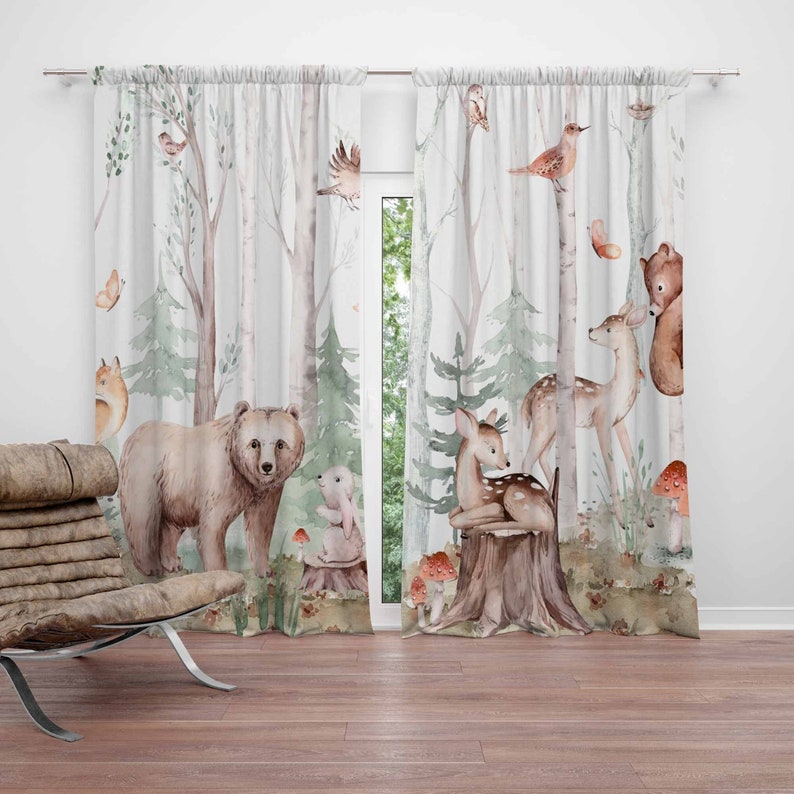 森の動物カーテン子供保育園カーテン遮光カーテン保育園の装飾ベ - Baby Nursery Curtains のレビューと価格