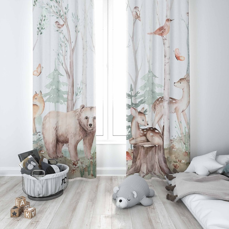 森の動物カーテン子供保育園カーテン遮光カーテン保育園の装飾ベ - Baby Nursery Curtains のレビューと価格