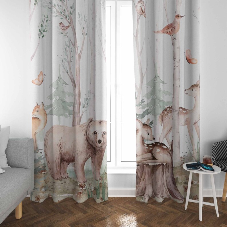 森の動物カーテン子供保育園カーテン遮光カーテン保育園の装飾ベ - Baby Nursery Curtains のレビューと価格