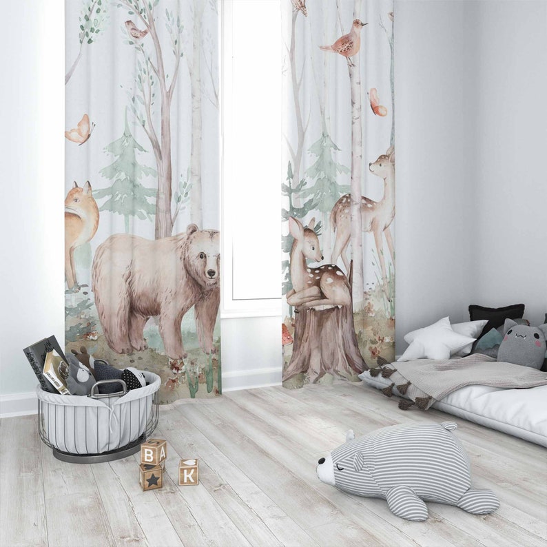 森の動物カーテン子供保育園カーテン遮光カーテン保育園の装飾ベ - Baby Nursery Curtains のレビューと価格