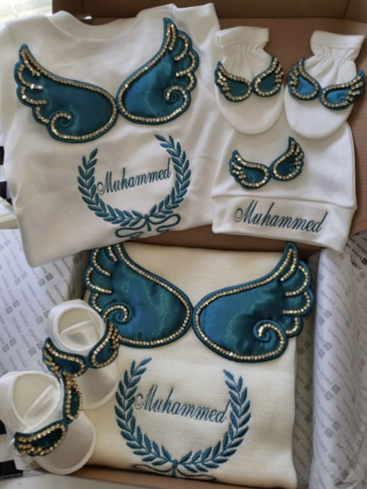 Dollbling 病院出口 5 個刺繍名入り新生児角翼ロン - Baby Nursery Embroidery のレビューと価格