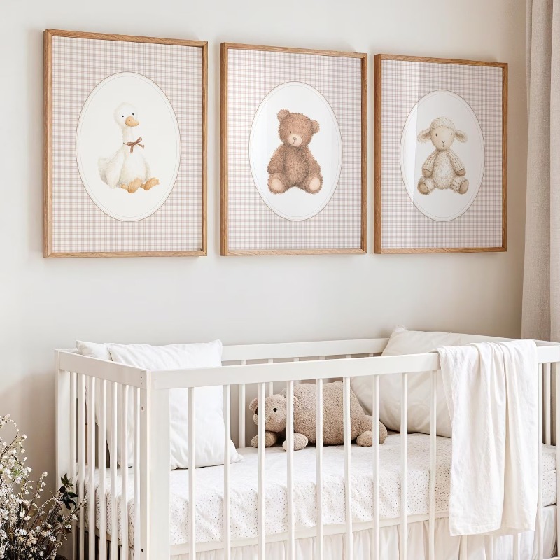 保育園プリントセット 動物、コテージコア ジェンダーニュート - Baby Nursery Gender Neutral のレビューと価格