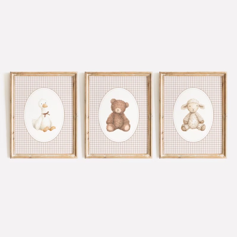 保育園プリントセット 動物、コテージコア ジェンダーニュート - Baby Nursery Gender Neutral のレビューと価格