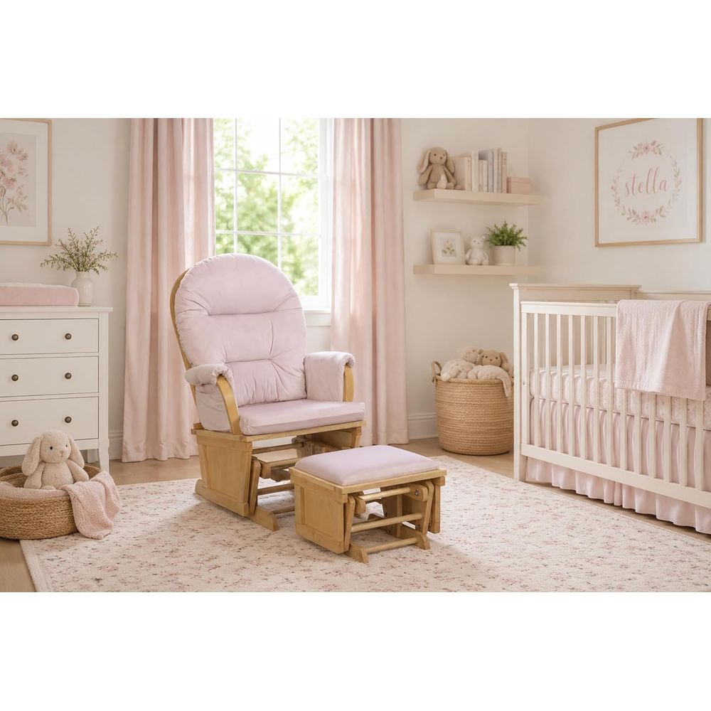 マディソンナーサリーロッキングチェア、オットマン付き、木製グ - Baby Nursery Nurse のレビューと価格